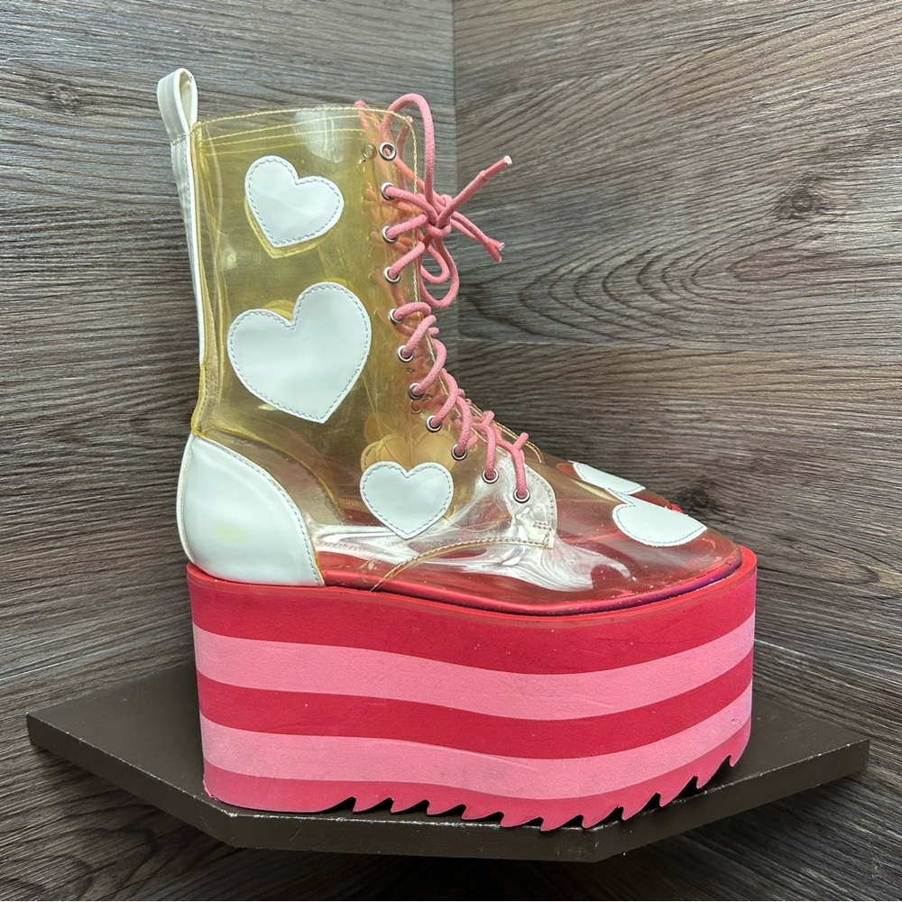 Sugarbaby lace pink Transparent Heart Platform Boots